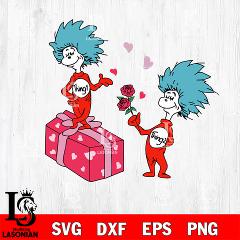 Thing 1 Thing 2 , Dr seuss Valentine svg , dxf, eps ,png file, digital download,Instant Download