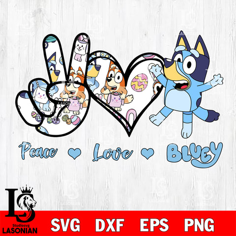 Peace love bluey svg, bluey bingo Svg eps dxf png file, Digital Download, Instant Download