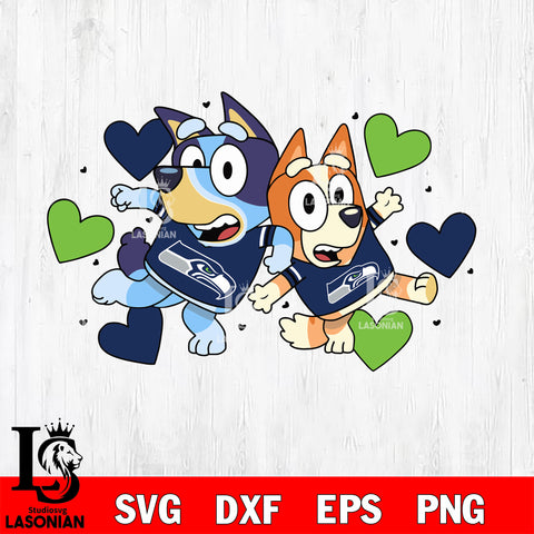 bluey Seattle Seahawks svg eps dxf png file, digital download , Instant Download