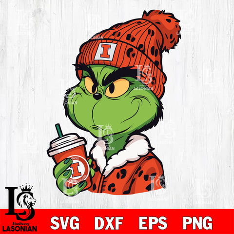 Boujee grinch ILLINOIS FIGHTING ILLINI svg eps dxf png file, Digital Download