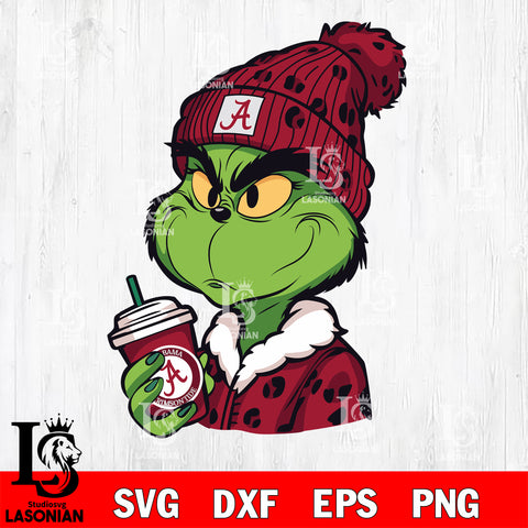 Boujee grinch ALABAMA CRIMSON TIDE svg eps dxf png file, Digital Download