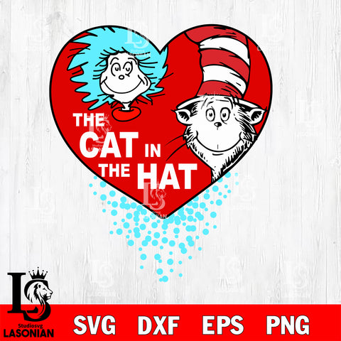 The Cat in the hat ,Dr seuss Valentine svg , dxf, eps ,png file, digital download,Instant Download