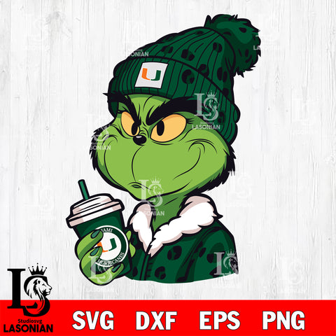 Boujee grinch MIAMI HURRICANES svg eps dxf png file, Digital Download