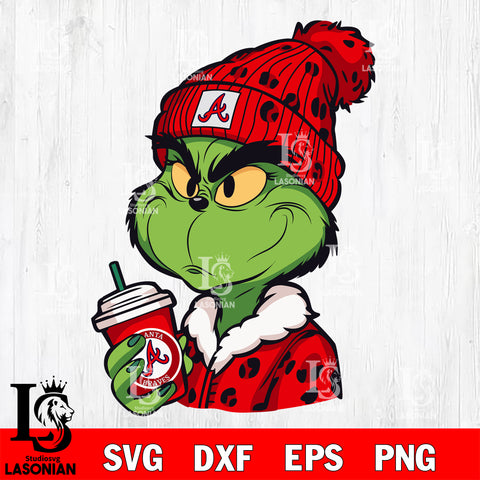 Boujee grinch Atlanta Braves svg eps dxf png file, Digital Download, Instant Download