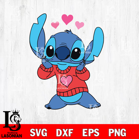 Stitch valentien svg eps dxf png file, Digital Download,Instant Download