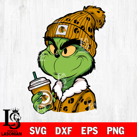 Boujee grinch Chicago Blackhawks svg dxf eps png file, Digital Download , Instant Download