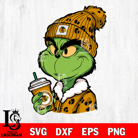 Boujee grinch Chicago Blackhawks svg dxf eps png file, Digital Download , Instant Download