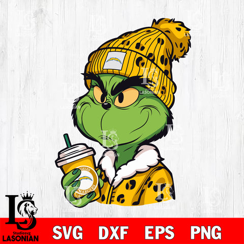 Boujee grinch NFL Los Angeles Chargers svg eps dxf png file, digital download , Instant Download