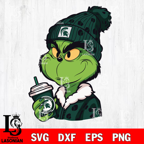 Boujee grinch MICHIGAN STATE SPARTANS svg eps dxf png file, Digital Download
