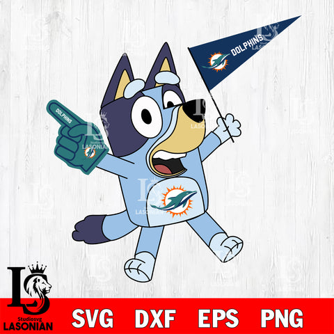 Miami Dolphins bluey svg eps dxf png file, Digital Download , Instant Download