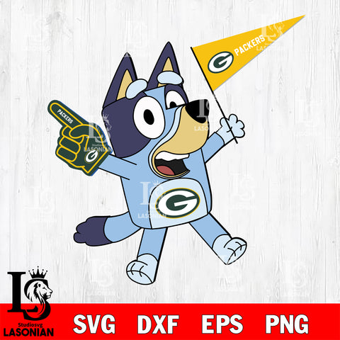 Green Bay Packers bluey svg eps dxf png file, Digital Download , Instant Download