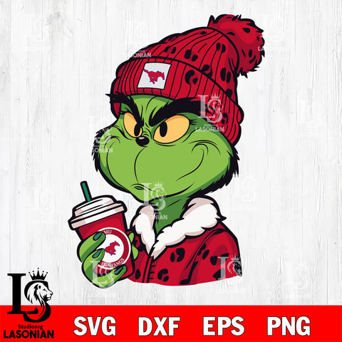 Boujee grinch SMU MUSTANGS svg eps dxf png file, Digital Download