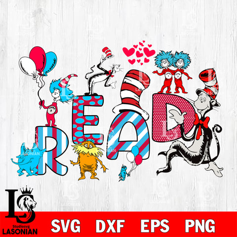 READ svg, Dr seuss Valentine svg , dxf, eps ,png file, digital download,Instant Download