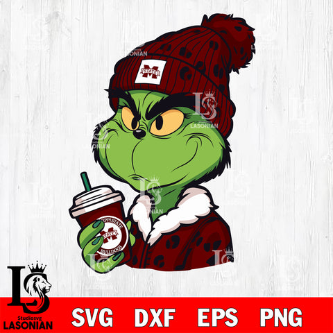 Boujee grinch MISSISSIPPI STATE BULLDOGS svg eps dxf png file, Digital Download