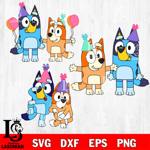 Blue Dog Birthday Colorful svg, bluey svg, bluey bingo Svg eps dxf png file, Digital Download, Instant Download