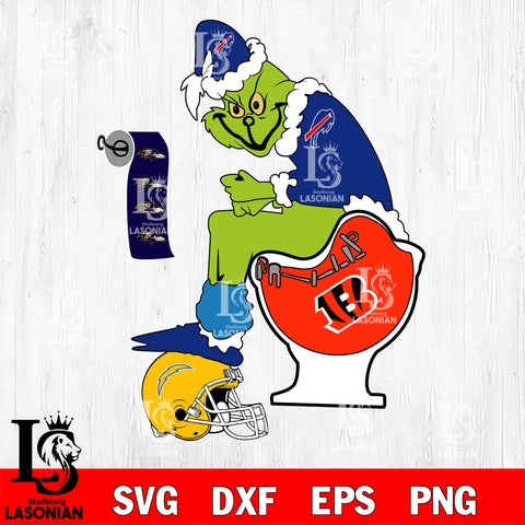 Grinch Football Theme Toilet svg, NFL svg eps dxf png file, Digital Download , Instant Download