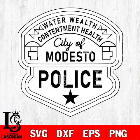 City of Modesto Police Badge svg eps png dxf file ,Logo Police black and white Digital Download, Instant Download