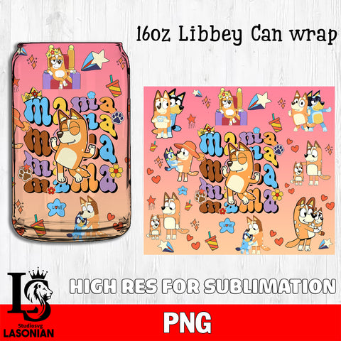 Mama Bluey glass, bluey bingo png file, Digital Download, Instant Download, 16oz libbey can wrap