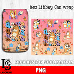 Nana Bluey glass png, bluey bingo png file, Digital Download, Instant Download, 16oz libbey can wrap