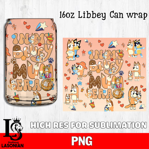 In My Bluey Mom Era glass png, bluey bingo png file, Digital Download, Instant Download, 16oz libbey can wrap