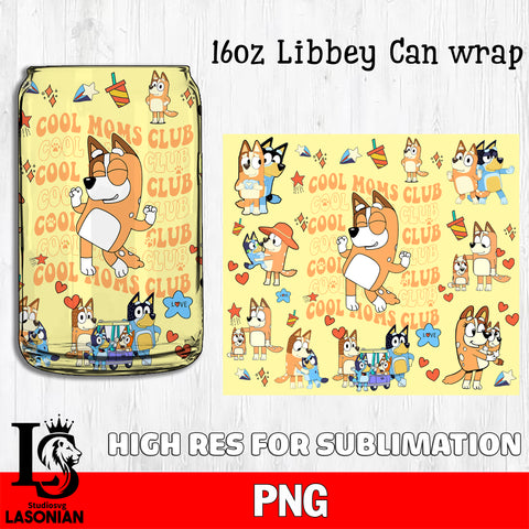 Bluey Mom glass png, bluey bingo png file, Digital Download, Instant Download, 16oz libbey can wrap