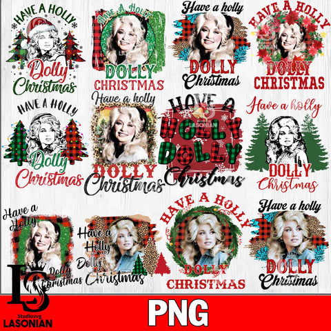 12 FILE Have a Holly Dolly Christmas bundle PNG file, Digital Download
