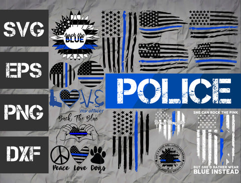 16 bundle Police vector random new svg eps dxf png file