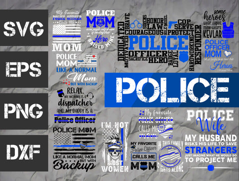 20 bundle Police vector random new svg eps dxf png file