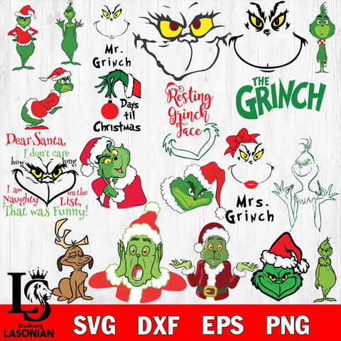 Grinch bundle svg svg eps dxf png file, digital download