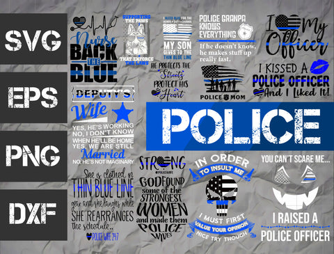 21 bundle Police vector random new svg eps dxf png file