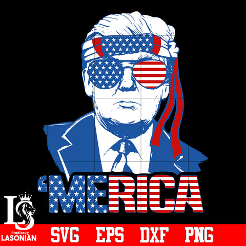 2 Donald Trump Merica Glasses flag America Independence Day svg eps dxf png file