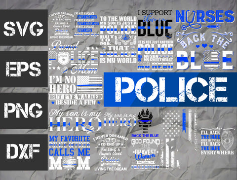 30 bundle Police vector random new svg eps dxf png file