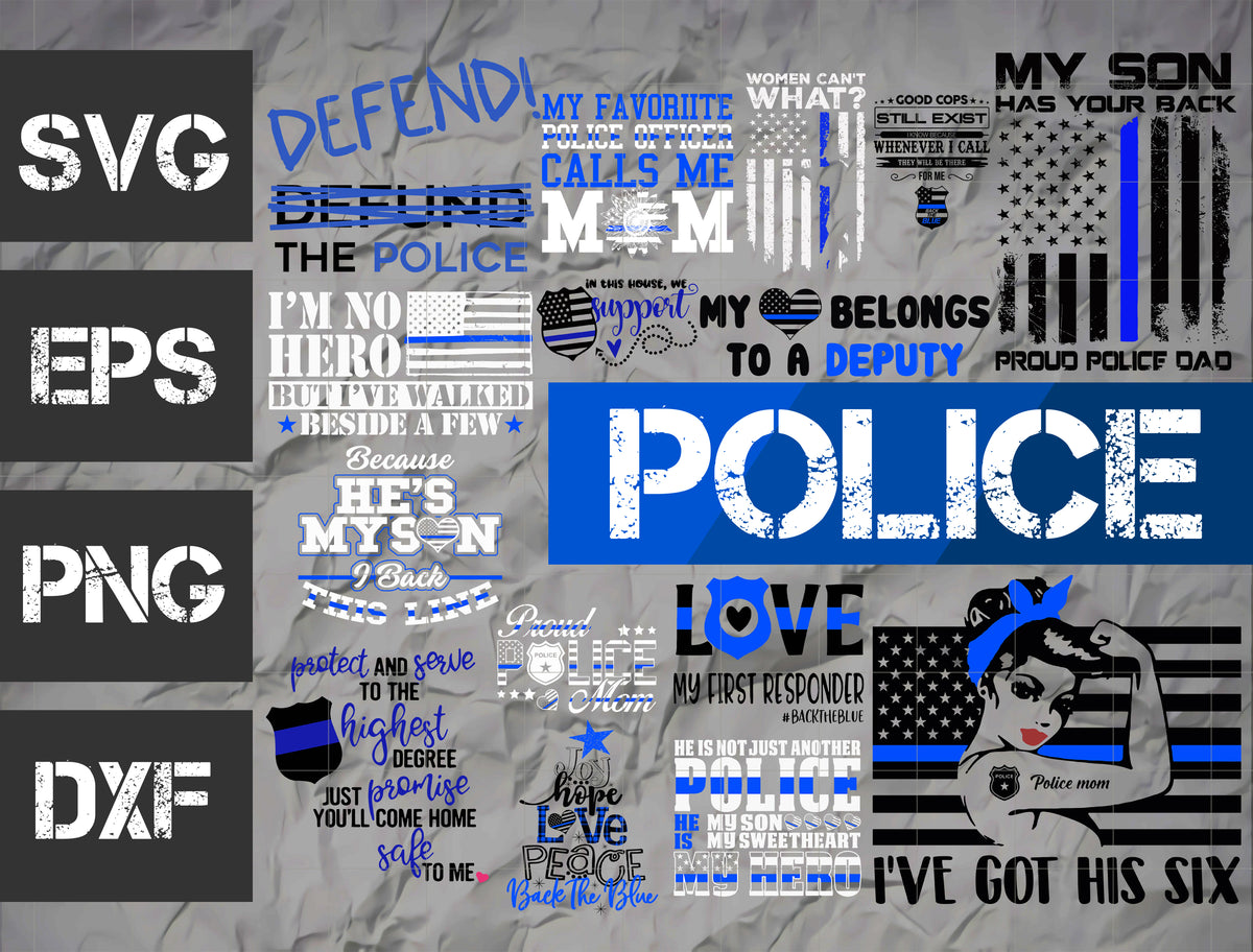 38 bundle Police vector random new svg eps dxf png file – lasoniansvg