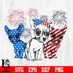 3 Chihuahua dog and firework America flag Independence Day svg eps dxf png file
