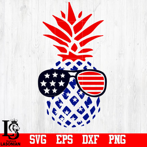 4th of July, Fourth of July, Pineapple, Glasses, Independence day, fourth july svg,eps,dxf,png file