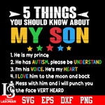 5 things you should know about my son he is my prince he has autism please be understand Svg Dxf Eps Png file