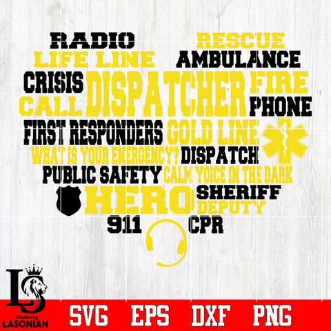 911 Dispatcher Subway Heart svg dxf eps png file