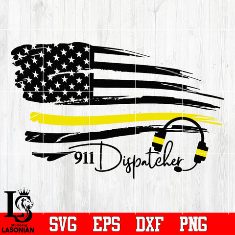 911 Dispatcher flag, thin yellow line Svg Dxf Eps Png file