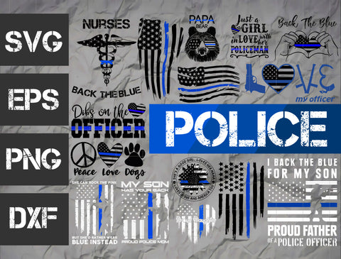 9 bundle Police vector random new svg eps dxf png file