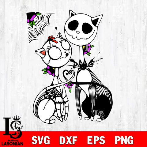 Jack and sally cat halloween svg eps dxf png file