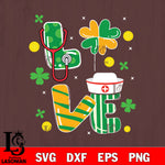Love Stethoscope Nurse St Patrick's Day Lucky Nurse Shamrock svg eps png dxf file, Digital download
