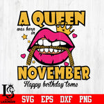 A queen was born in november happy birthday to me,birthday,queen,queen birthday, lips Svg Dxf Eps Png file Svg Dxf Eps Png file