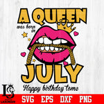 A queen was born in july happy birthday to me,birthday svg,queen svg,queen birthday, lips svg