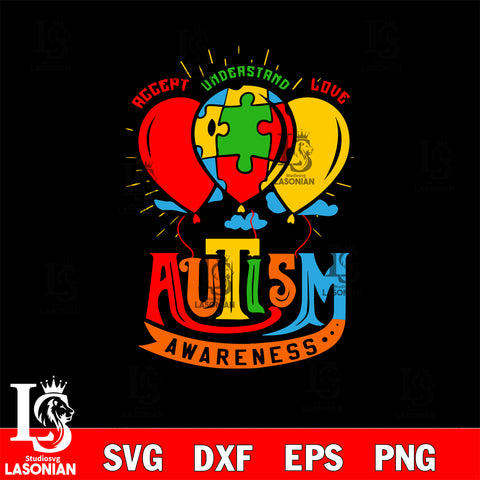 Accept Understand Love Autism Awareness svg dxf eps png file