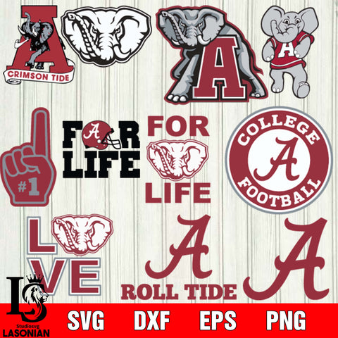 Bundle Logo Alabama Crimson Tide  svg eps dxf png file