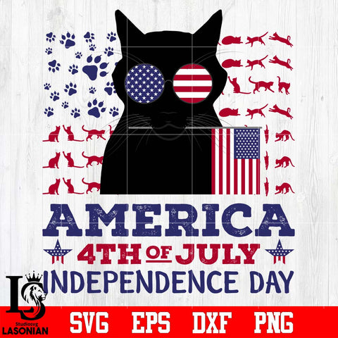 America 4th july black cat Independence Day svg eps dxf png file