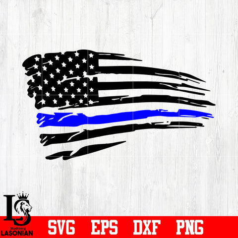 American Flag Thin Blue svg eps dxf png file