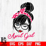April Girl , April Birthday , Eye Lashes Girl , Face Eye Wink Svg Dxf Eps Png file
