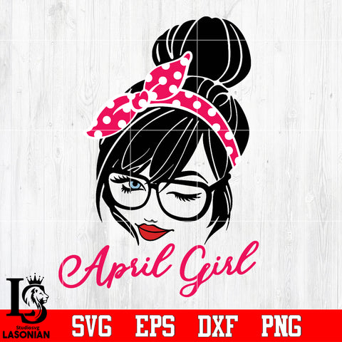April Girl , April Birthday , Eye Lashes Girl , Face Eye Wink Svg Dxf Eps Png file