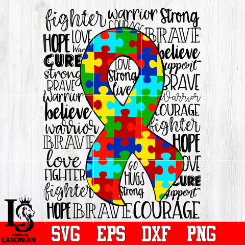 Autism Awareness, PUZZLE pieces RIBBON svg dxf eps png file